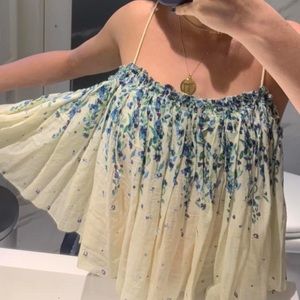 Free People Floral Linen Tank